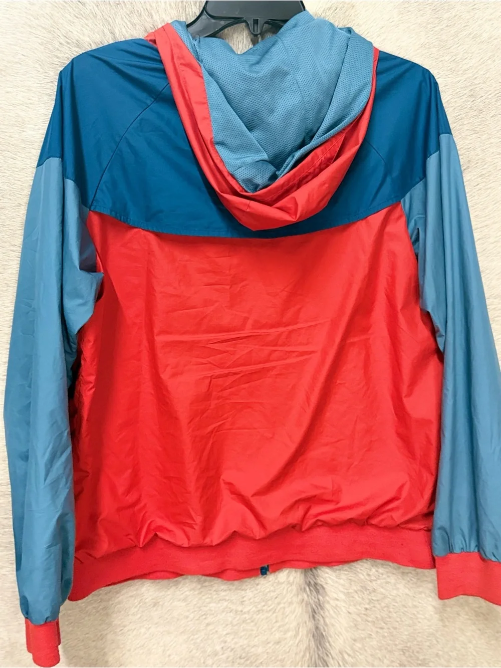 Nike Blue and Red Colorblock Hooded Windbreaker youth XL